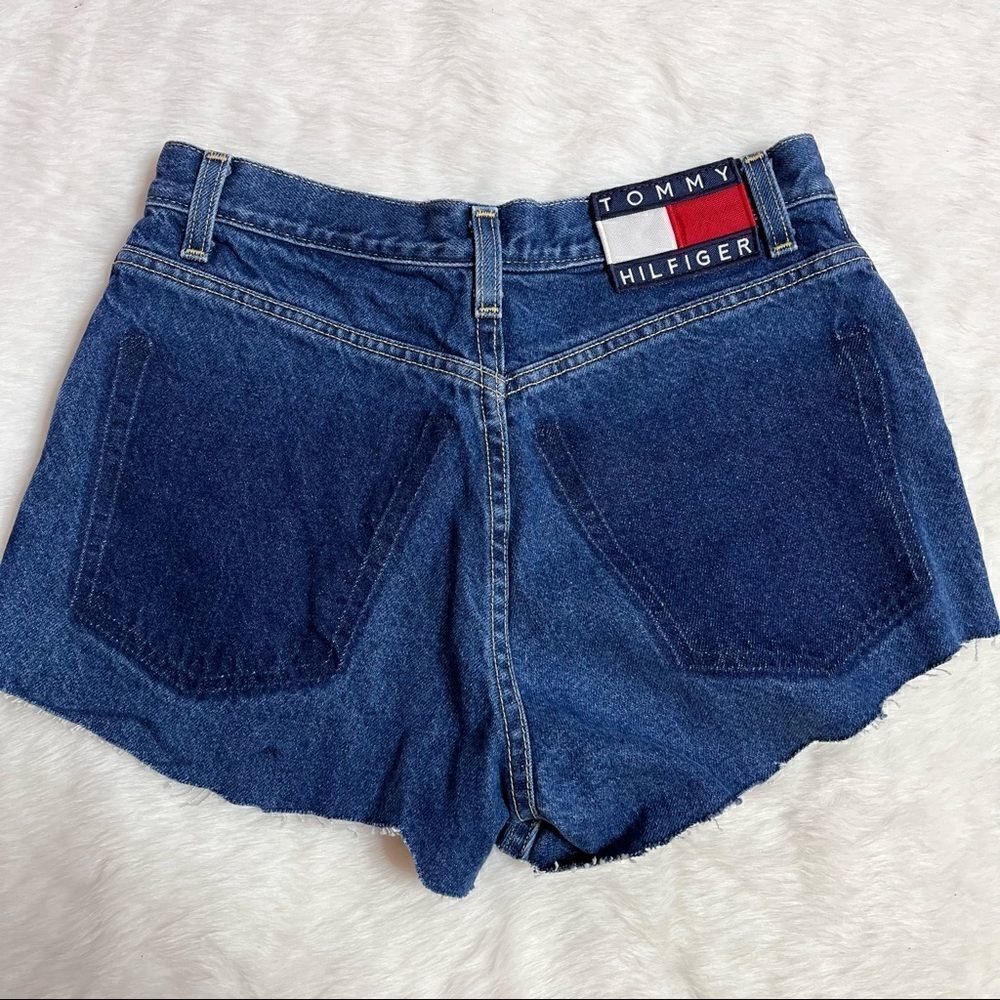 Tommy Hilfiger Custom Vintage 90s Y2K High Waist Denim Jean Mom Shorts Size 28